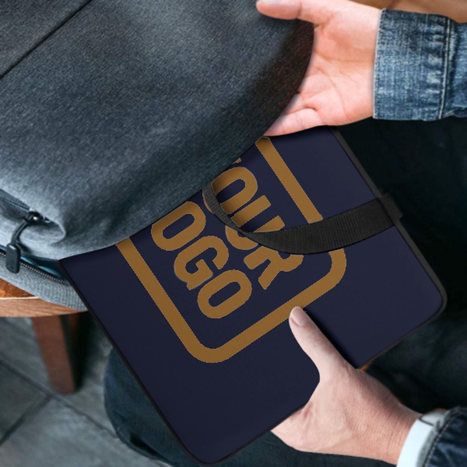 Maßgeschneidertes Stahlblau Khaki Laptop Tasche