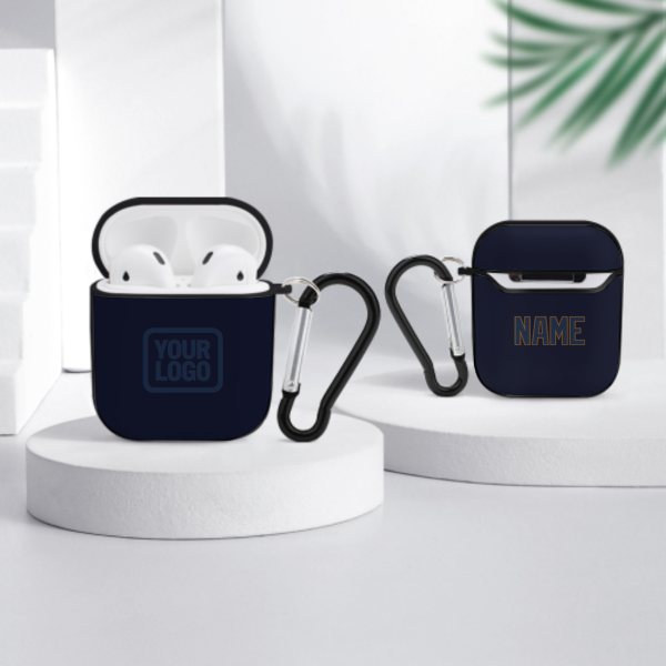 Maßgeschneidertes Stahlblau Marineblau AirPods-Hülle