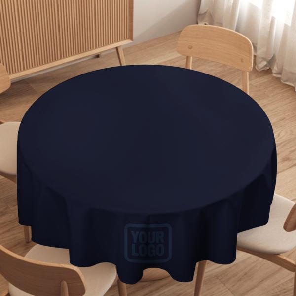 Maßgeschneidertes Stahlblau Marineblau Runde Tischdecke