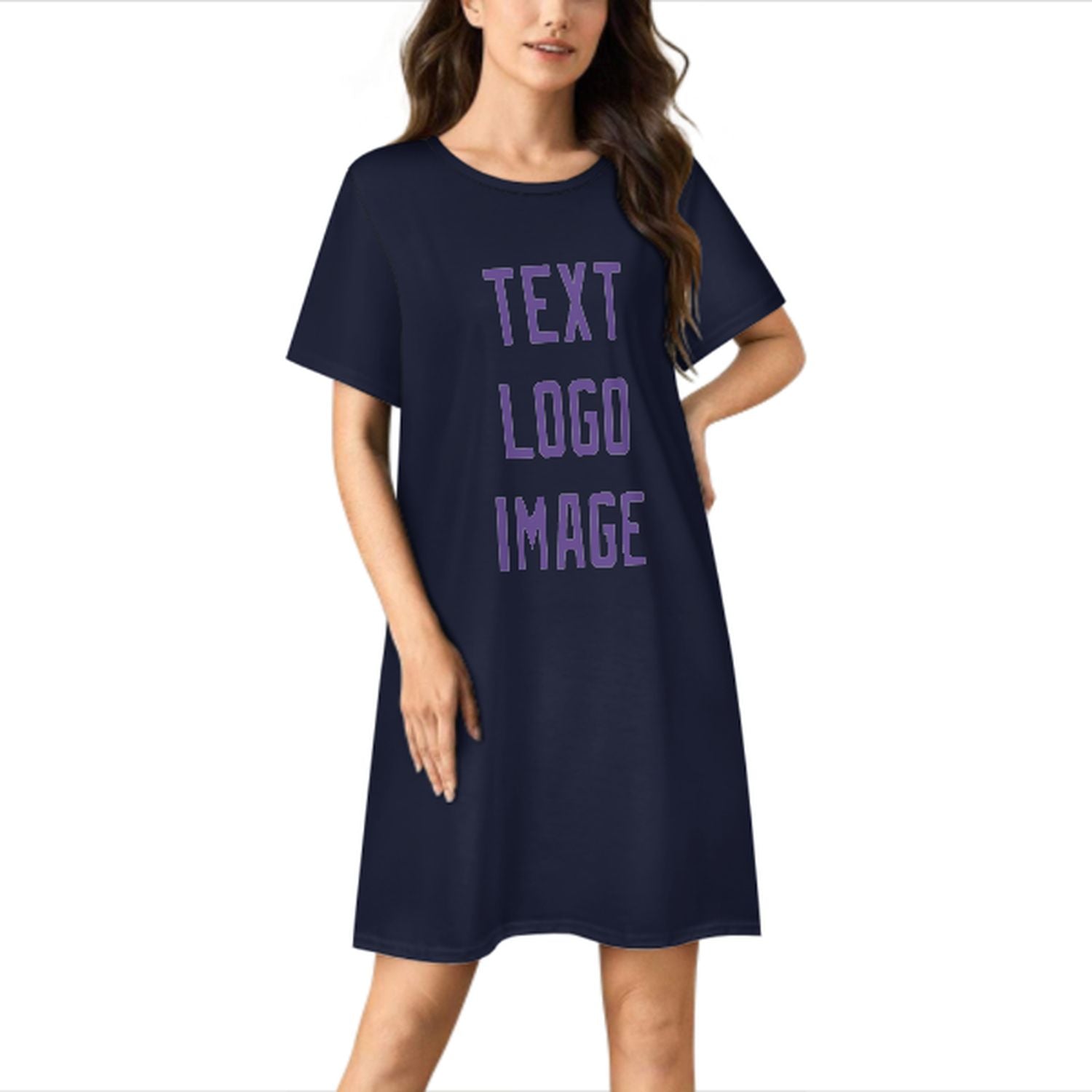 Camicia da notte su misura blu acciaio e lavanda