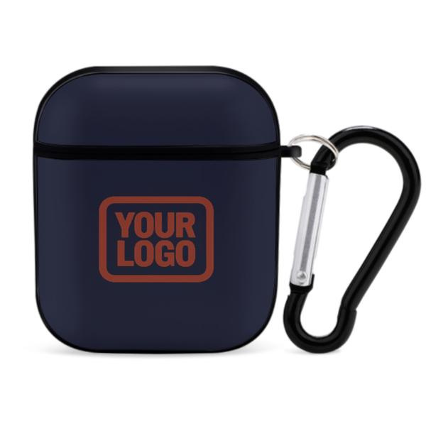 Maßgeschneidertes Stahlblau Korallenrot AirPods-Hülle