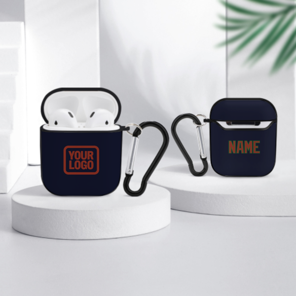 Maßgeschneidertes Stahlblau Korallenrot AirPods-Hülle
