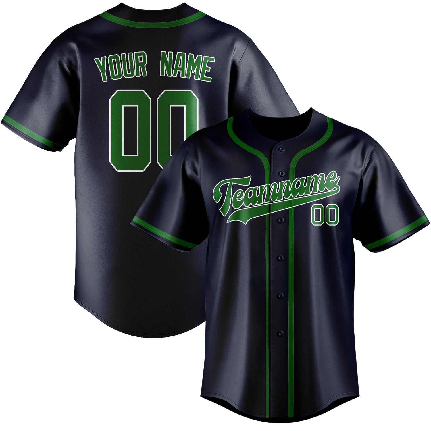 Benutzerdefiniertes Professionelles Stahlblau Smaragdgrün Baseballtrikot