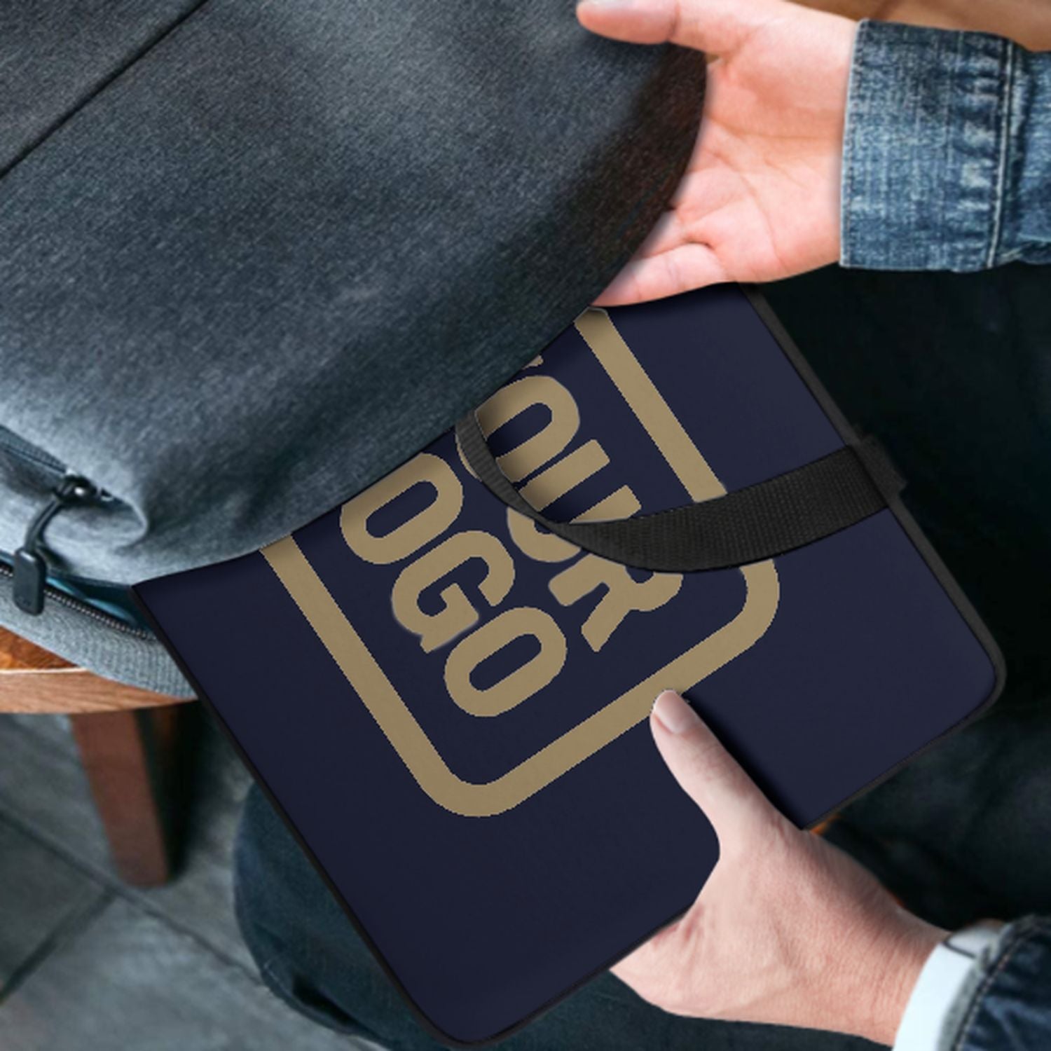 Maßgeschneidertes Stahlblau Light Khaki Laptop Tasche