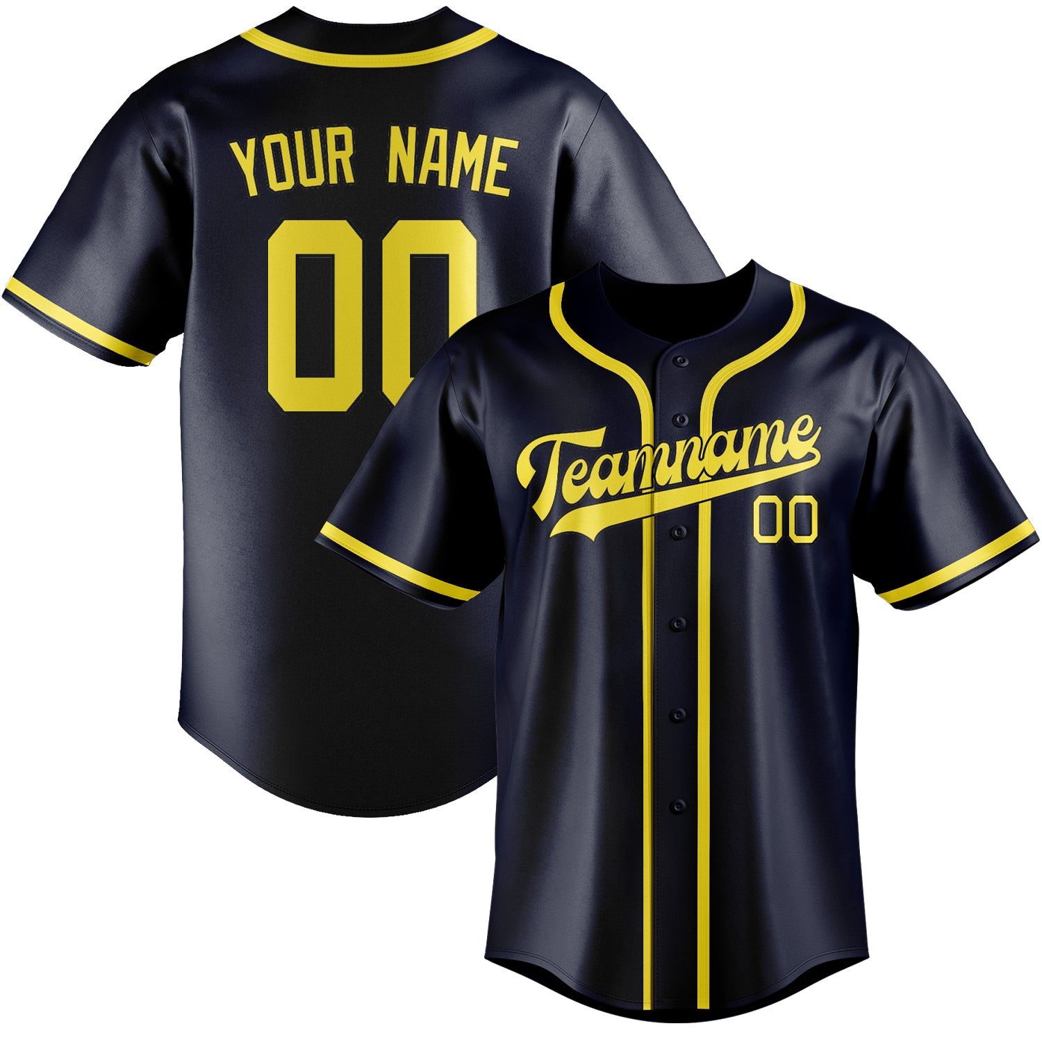 Benutzerdefiniertes Professionelles Stahlblau Blassgelb Baseballtrikot