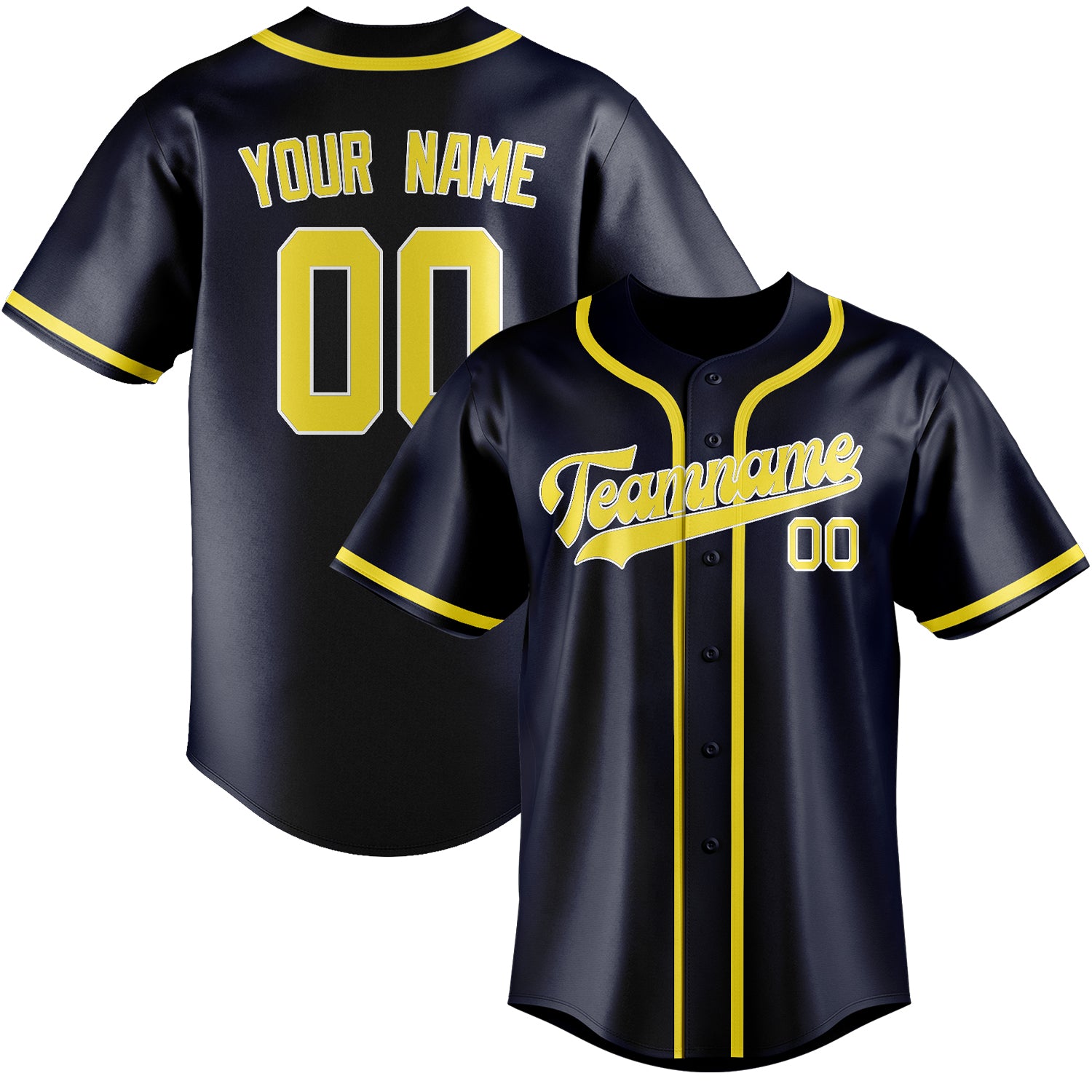 Benutzerdefiniertes Professionelles Stahlblau Blassgelb Baseballtrikot