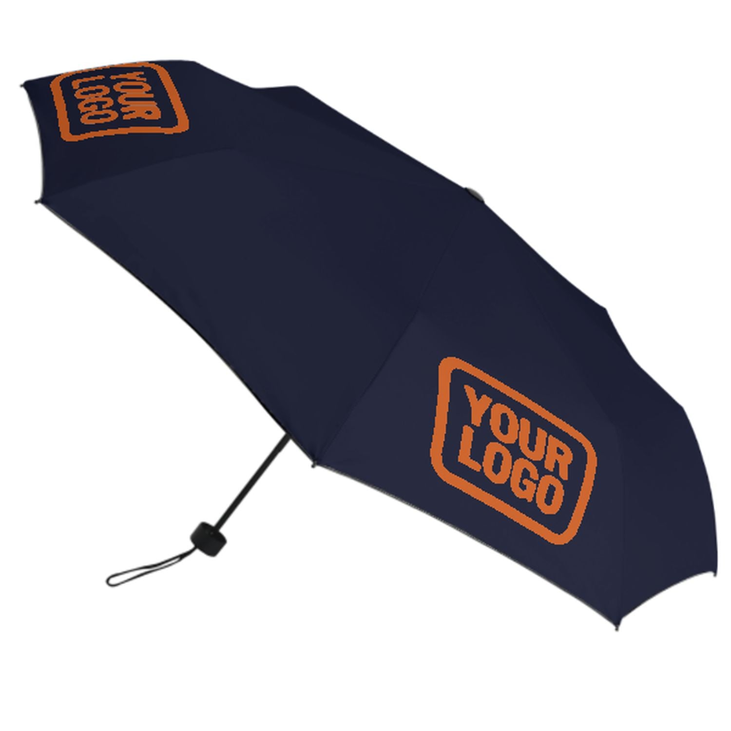 Maßgeschneidertes Stahlblau Orange Automatik-Regenschirm