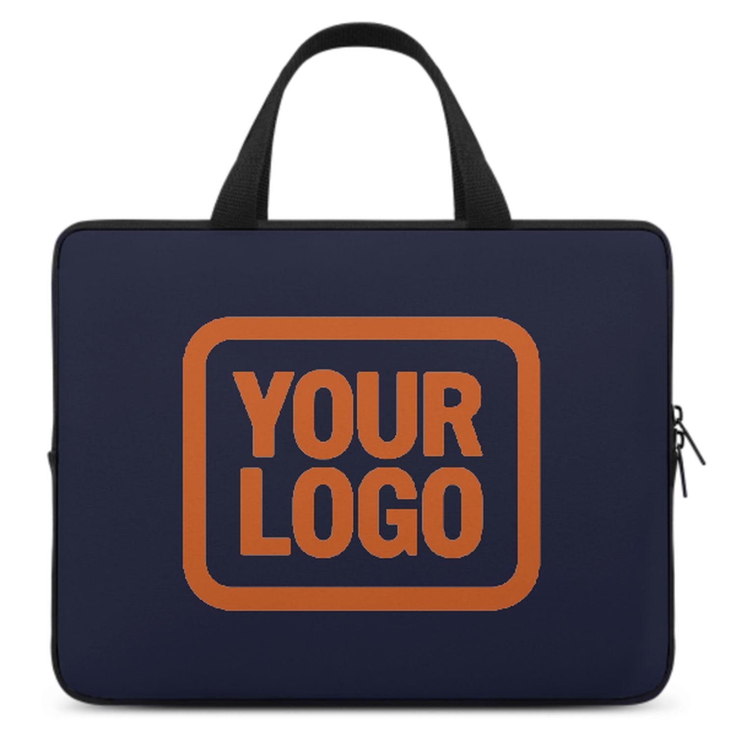 Borsa per laptop personalizzata in acciaio blu e arancione