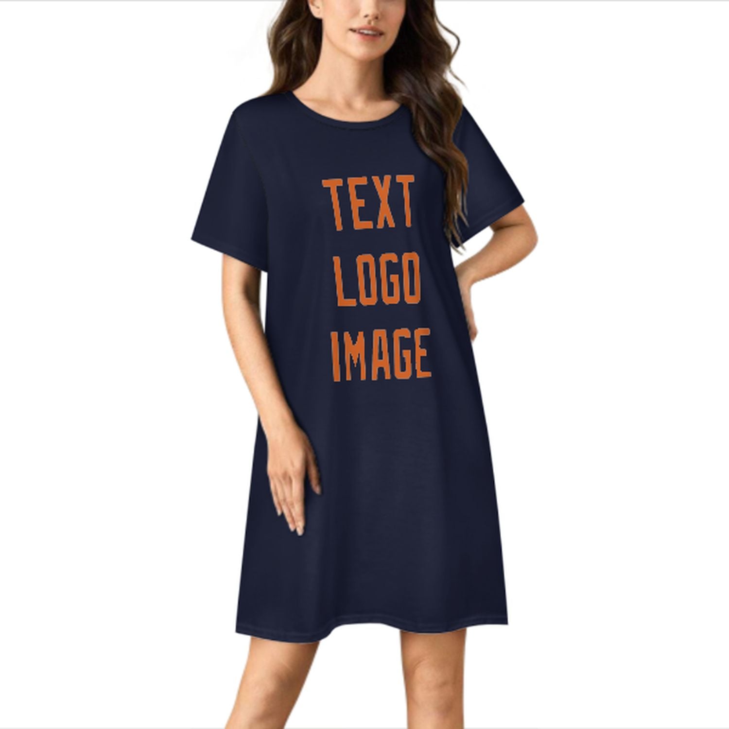 Camicia da notte su misura blu acciaio arancione