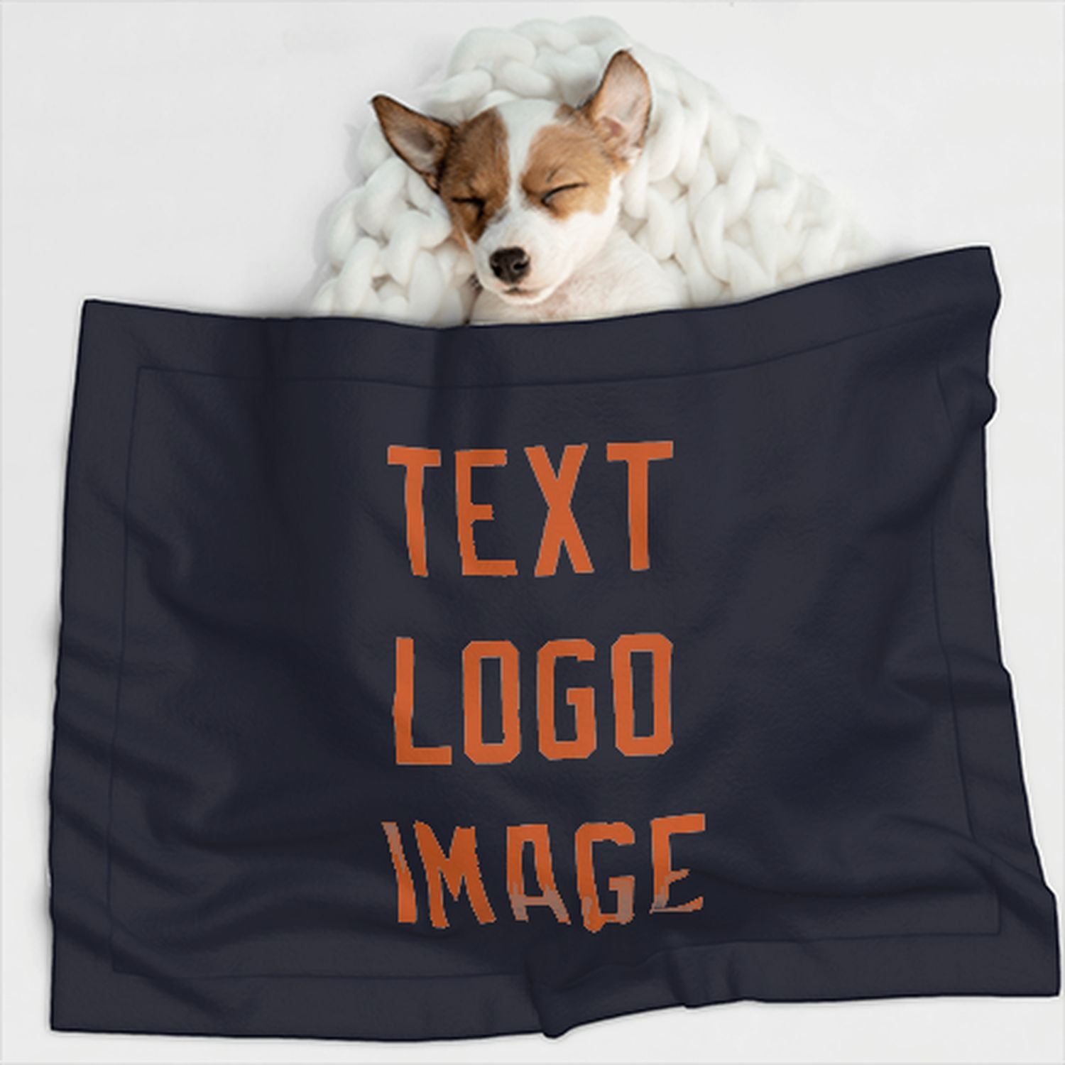 Coperta personalizzata per animali domestici color acciaio blu e arancione