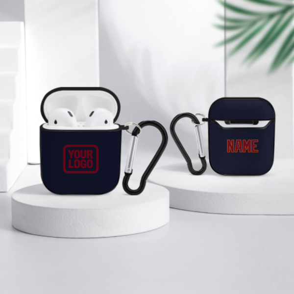 Maßgeschneidertes Stahlblau Karmesinrot AirPods-Hülle