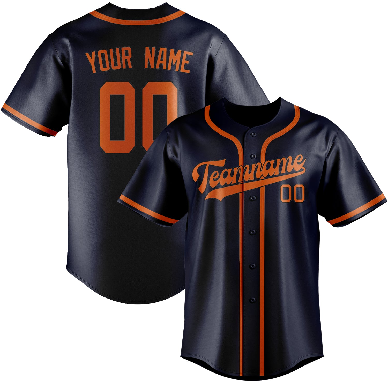 Benutzerdefiniertes Professionelles Stahlblau Orange Baseballtrikot