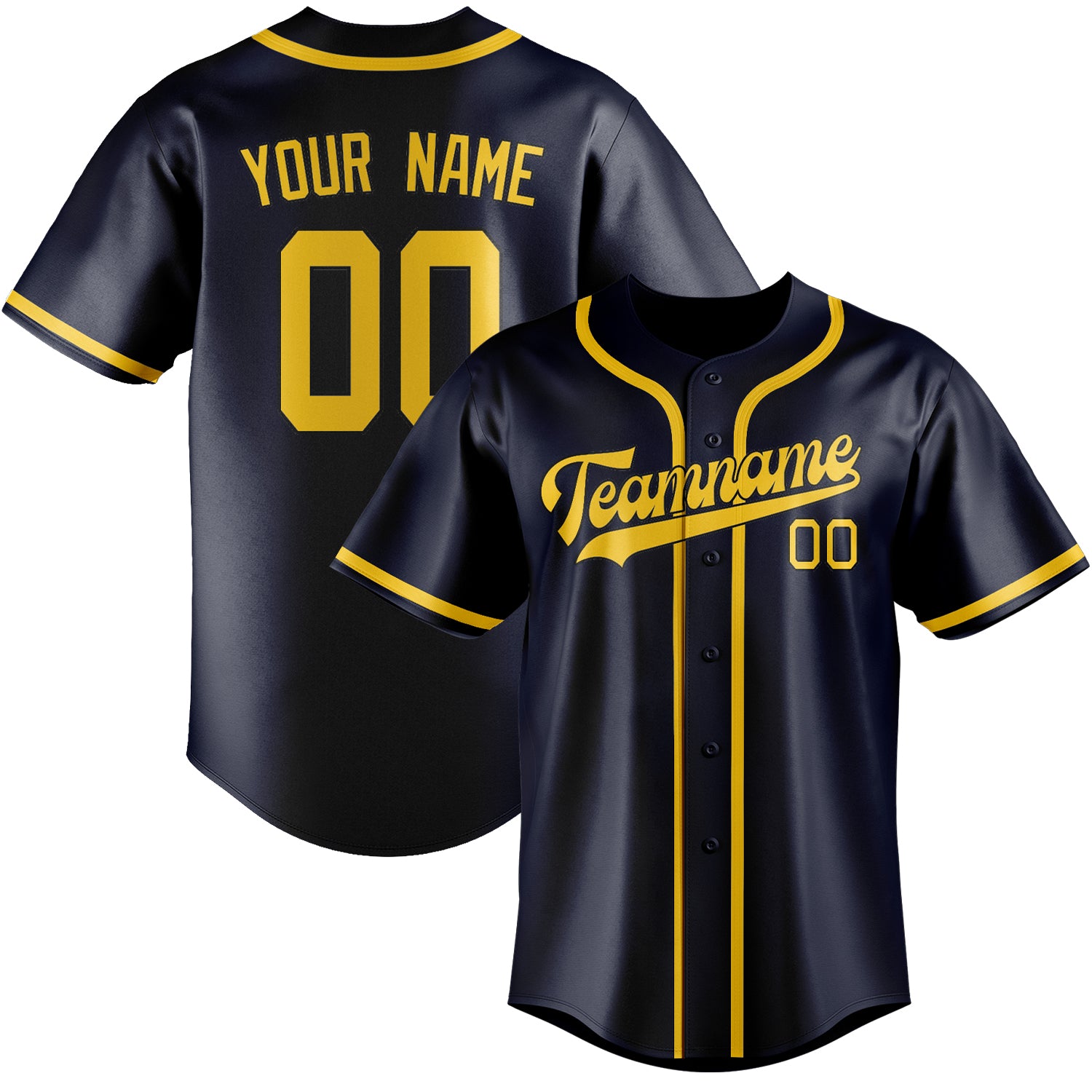 Benutzerdefiniertes Professionelles Stahlblau Gold Baseballtrikot