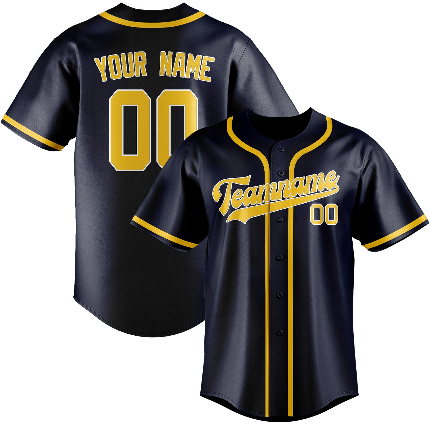 Benutzerdefiniertes Professionelles Stahlblau Gold Baseballtrikot