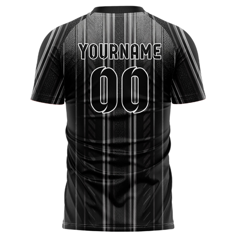 Schwarz klassisches Nadelstreifen sichtbares Center Band Design 11-0009 individuelles Fußballtrikot back