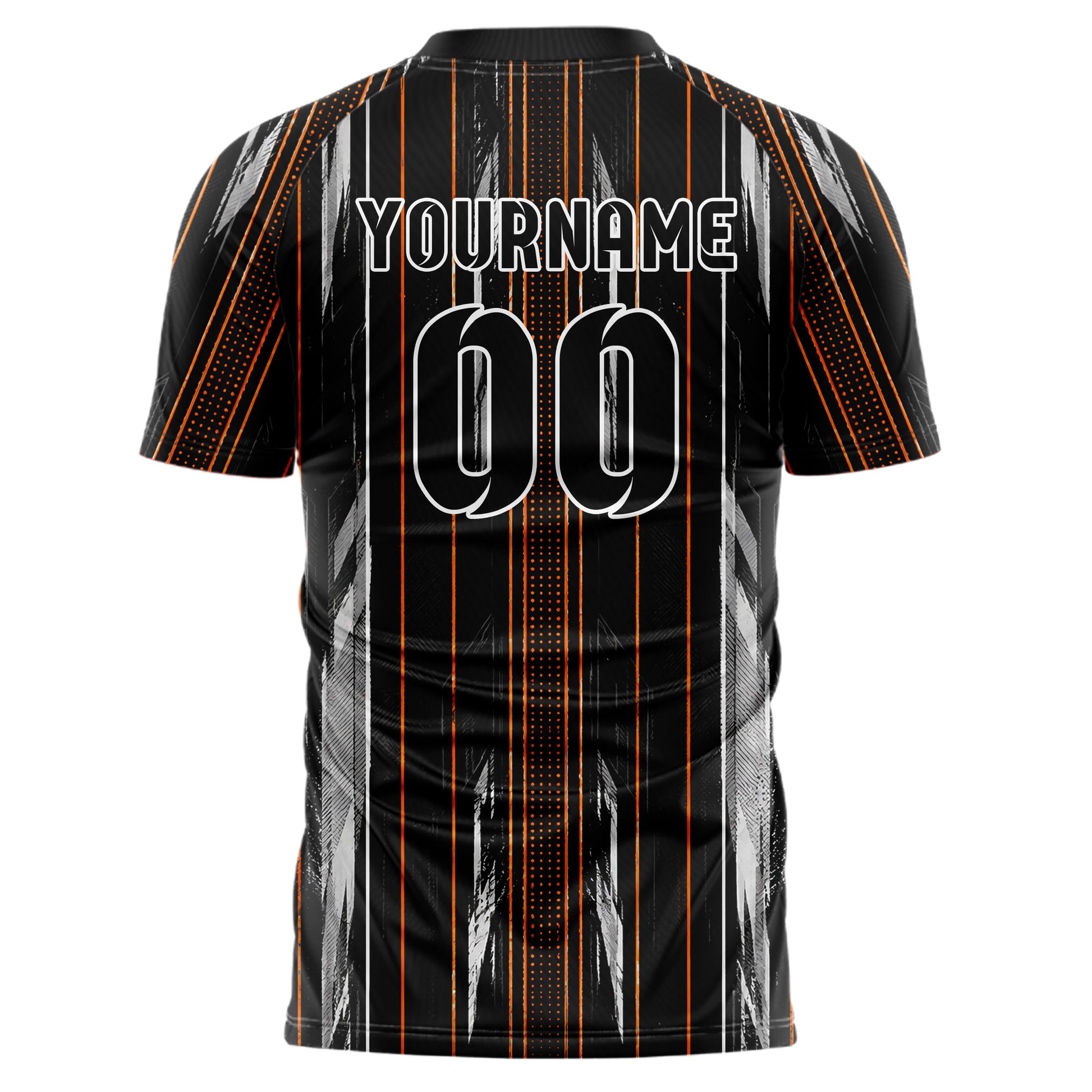 Schwarz dunkles Nadelstreifen klassische vertikale Pinstripes Design 11-0052 individuelles Fußballtrikot back