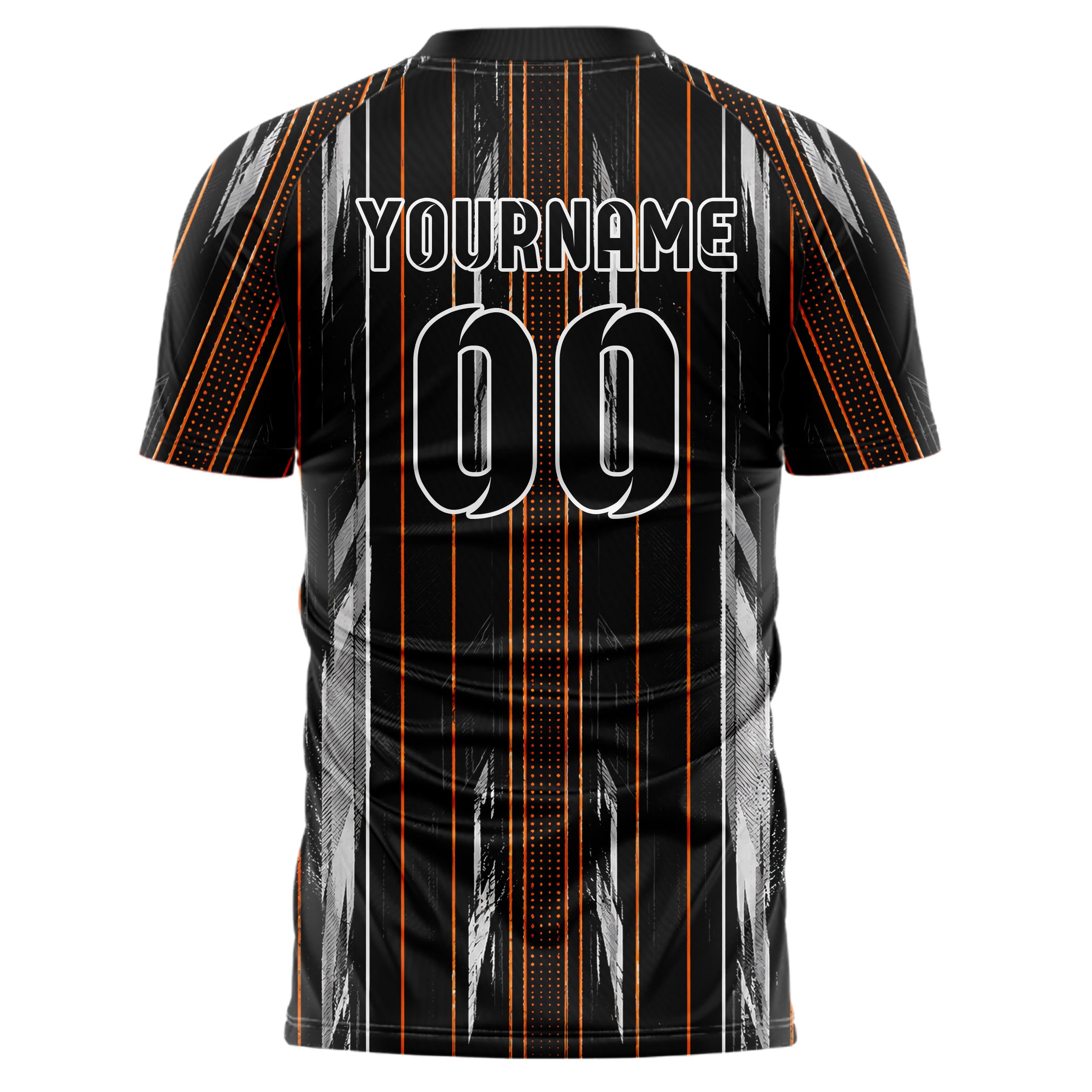 Schwarz dunkles Nadelstreifen klassische vertikale Pinstripes Design 11-0052 individuelles Fußballtrikot back