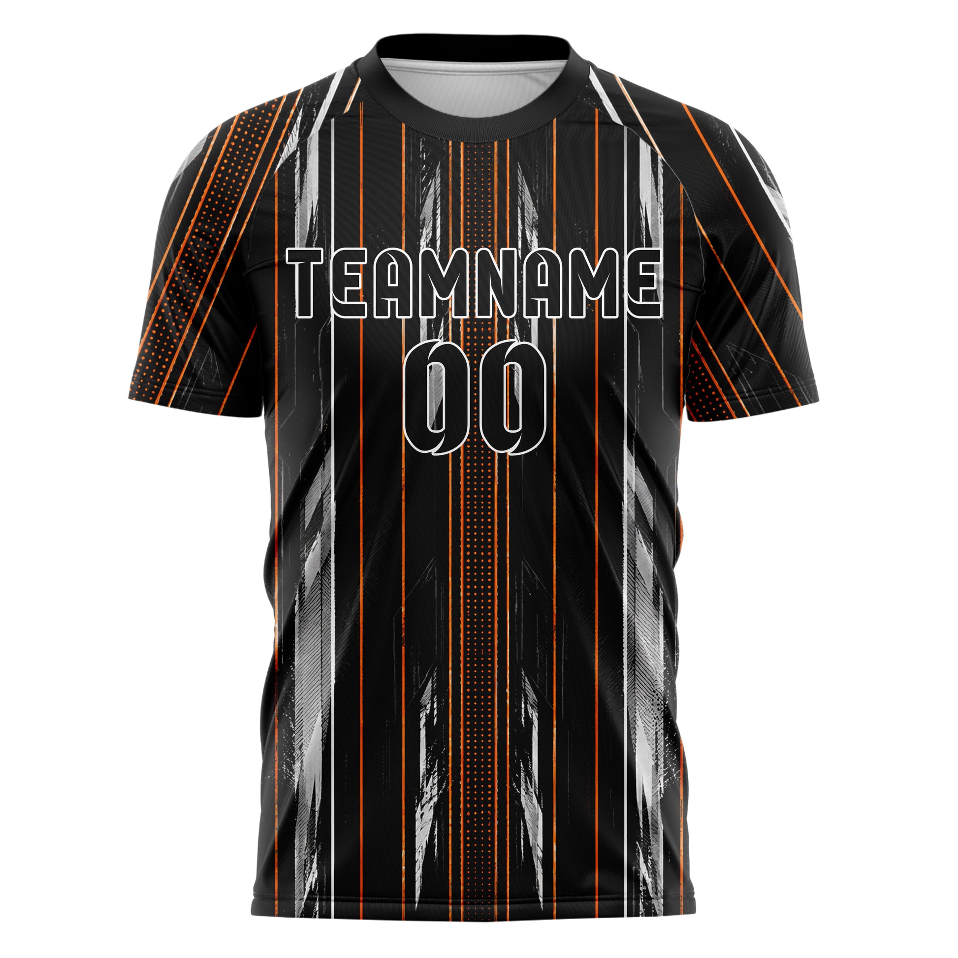 Schwarz dunkles Nadelstreifen klassische vertikale Pinstripes Design 11-0052 individuelles Fußballtrikot front