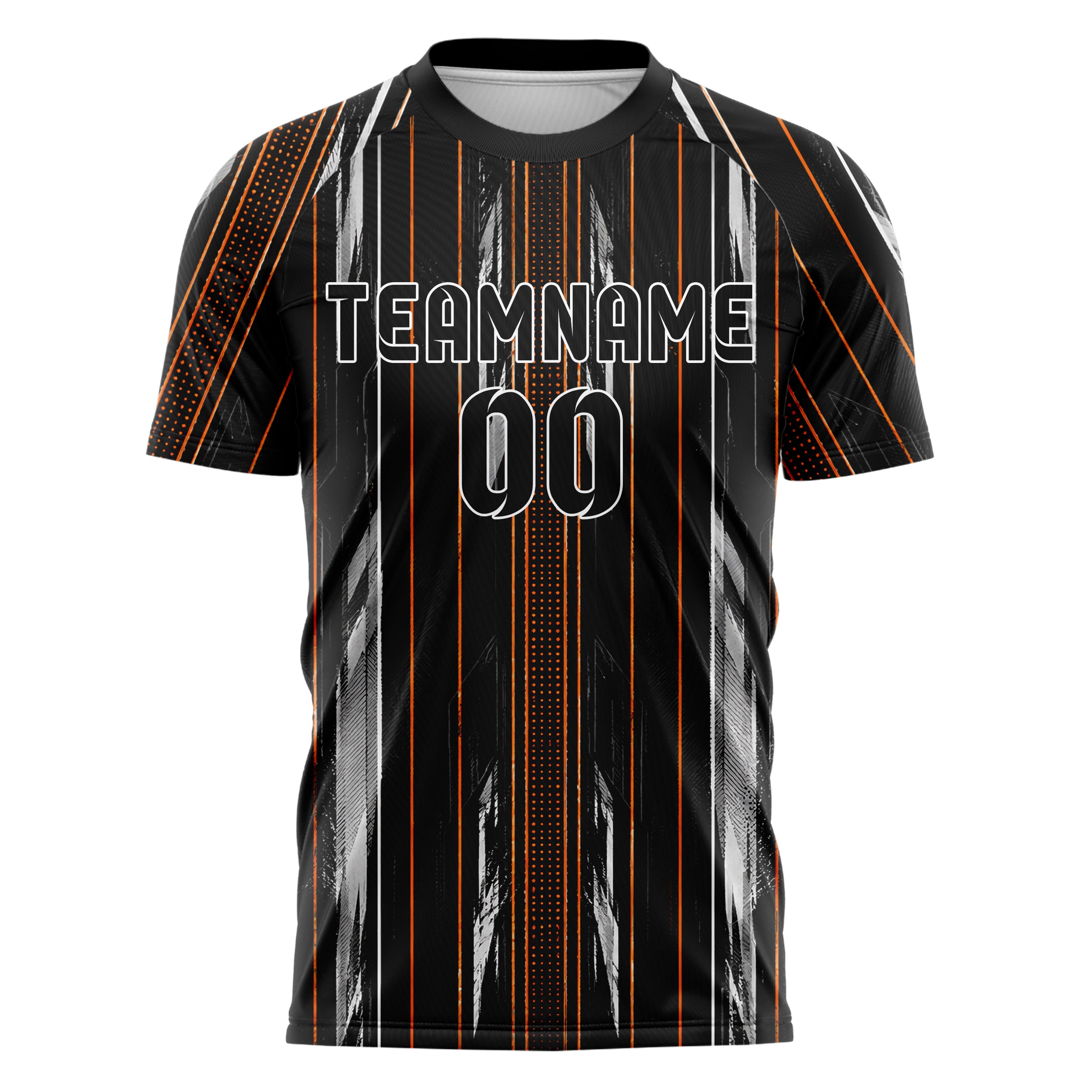 Schwarz dunkles Nadelstreifen klassische vertikale Pinstripes Design 11-0052 individuelles Fußballtrikot front
