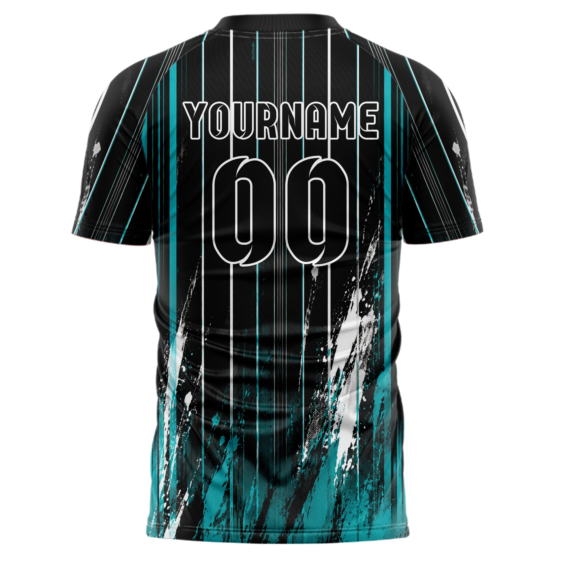 Schwarz lebendiges Nadelstreifen Bottom to Top Verlauf Design 11-0050 individuelles Fußballtrikot back