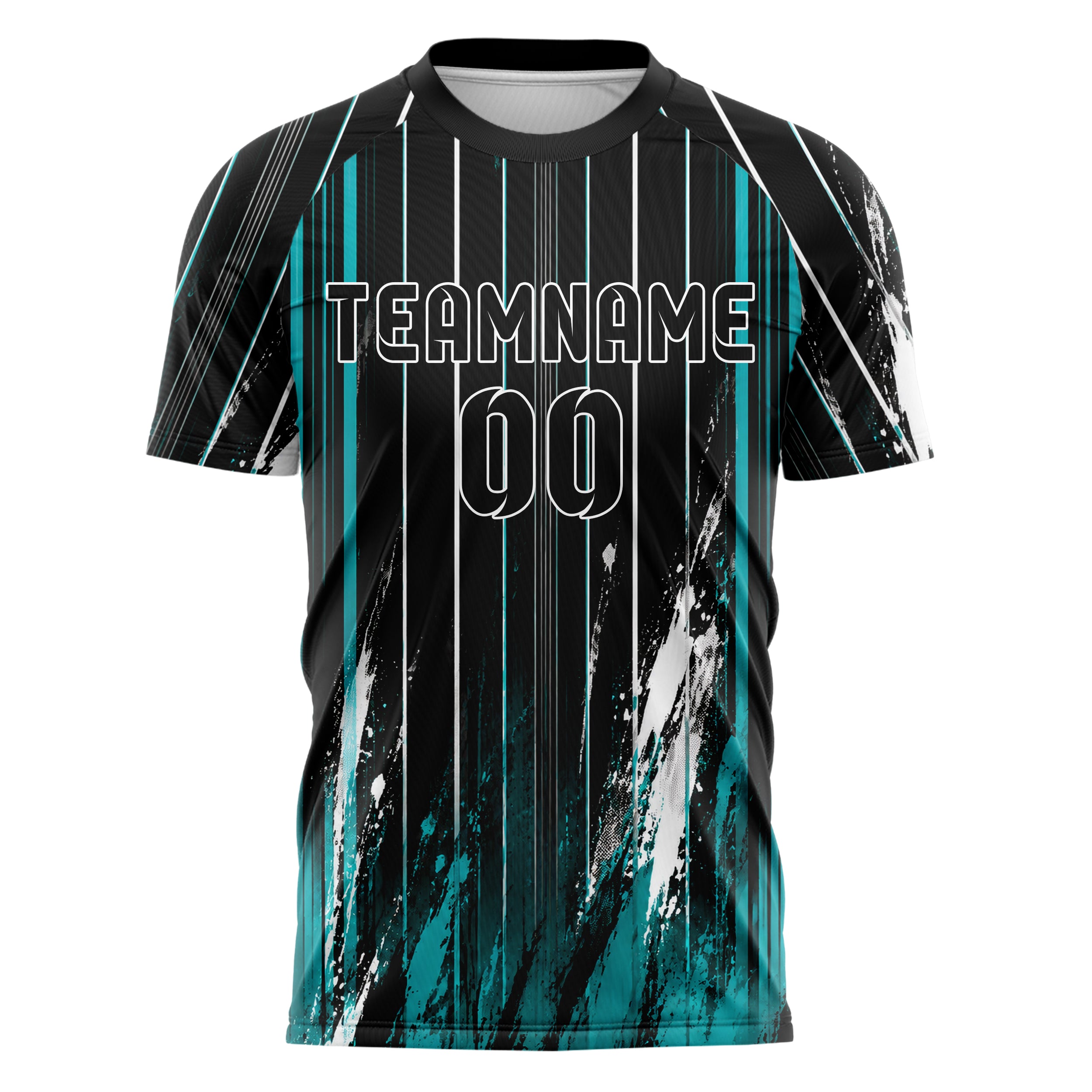 Schwarz lebendiges Nadelstreifen Bottom to Top Verlauf Design 11-0050 individuelles Fußballtrikot front