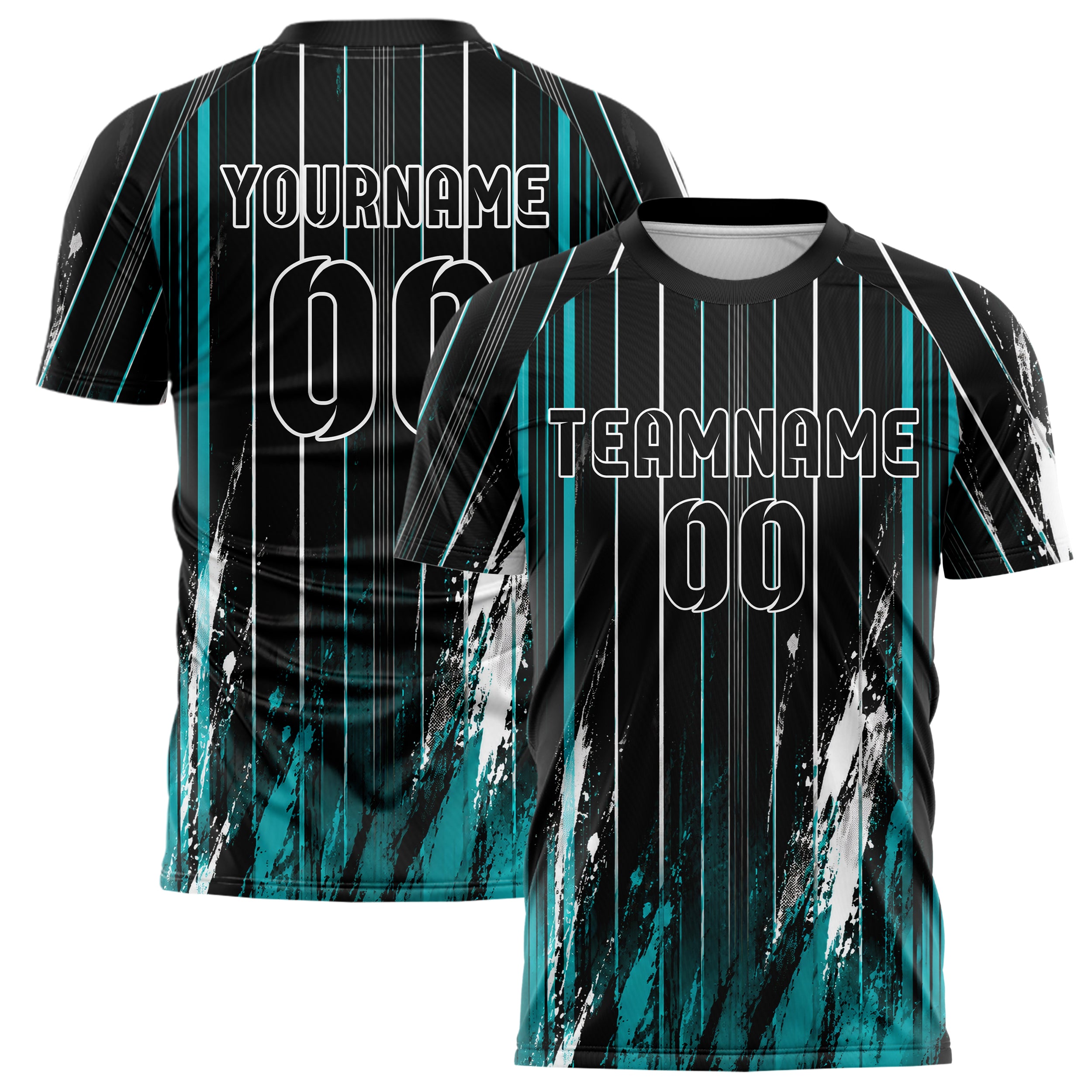 Schwarz lebendiges Nadelstreifen Bottom to Top Verlauf Design 11-0050 individuelles Fußballtrikot main