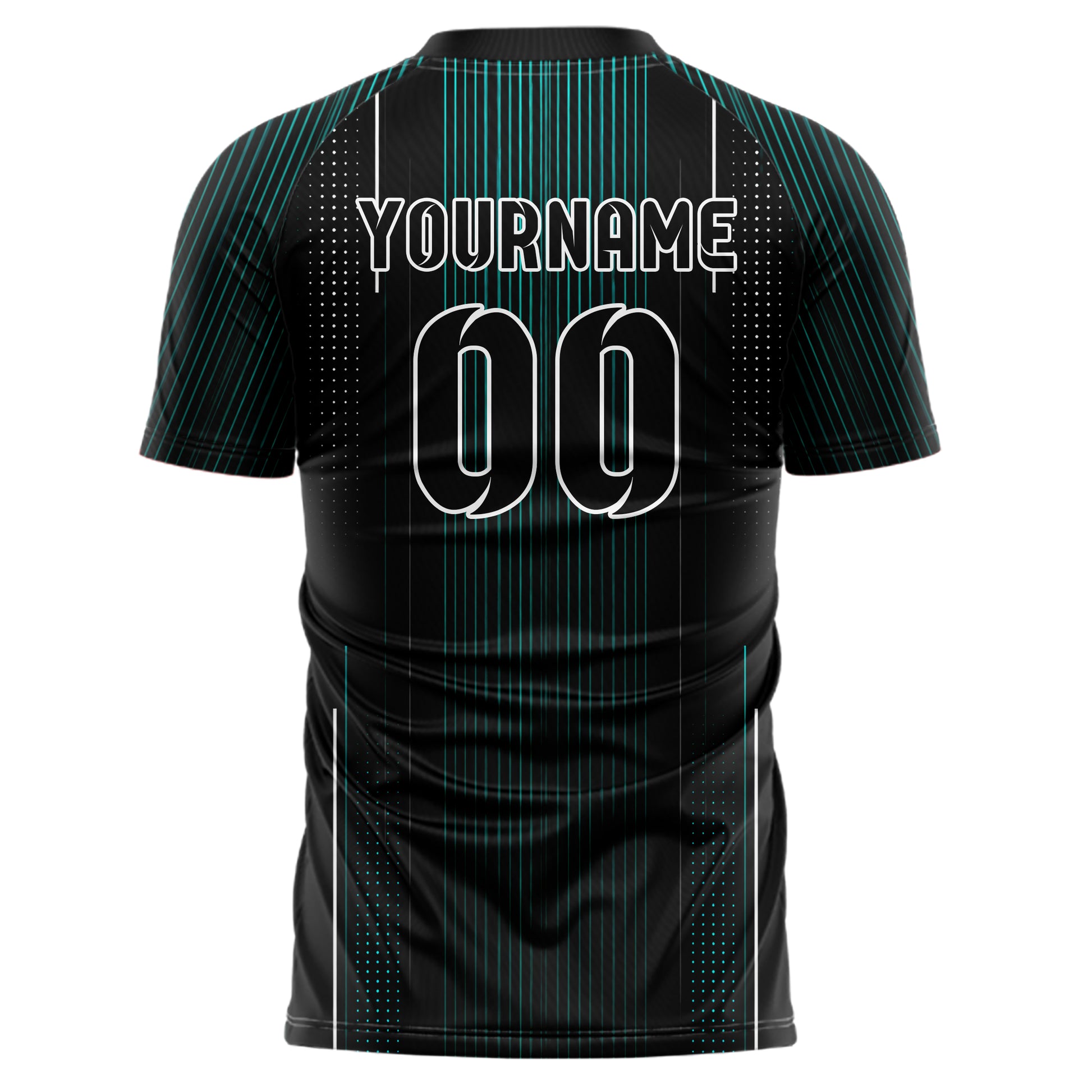 Schwarz lebendiges Nadelstreifen enge Pinstripes Design 11-0059 individuelles Fußballtrikot back