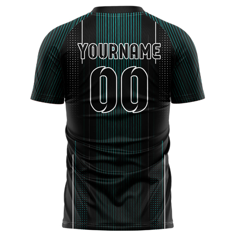 Schwarz lebendiges Nadelstreifen enge Pinstripes Design 11-0059 individuelles Fußballtrikot back