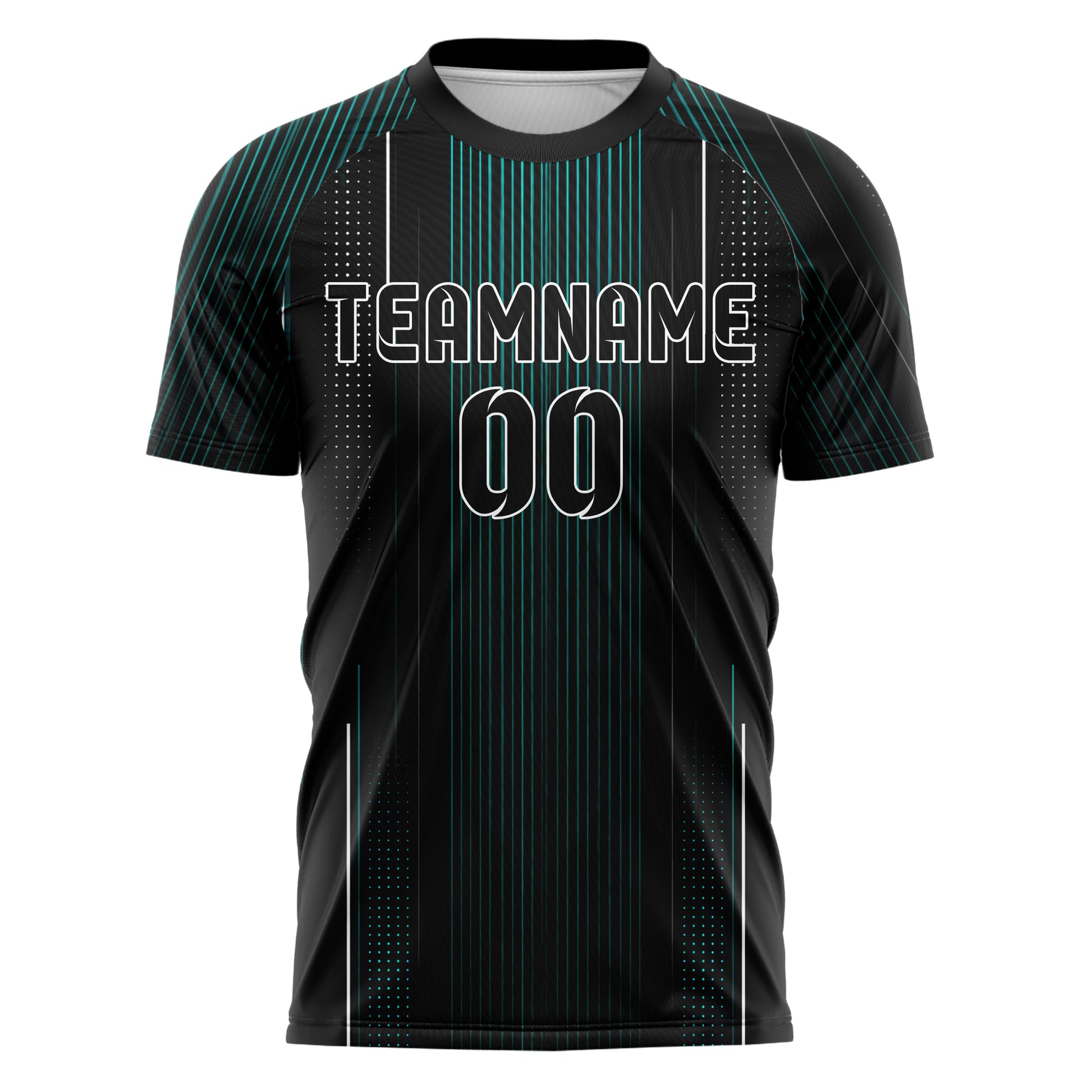 Schwarz lebendiges Nadelstreifen enge Pinstripes Design 11-0059 individuelles Fußballtrikot front