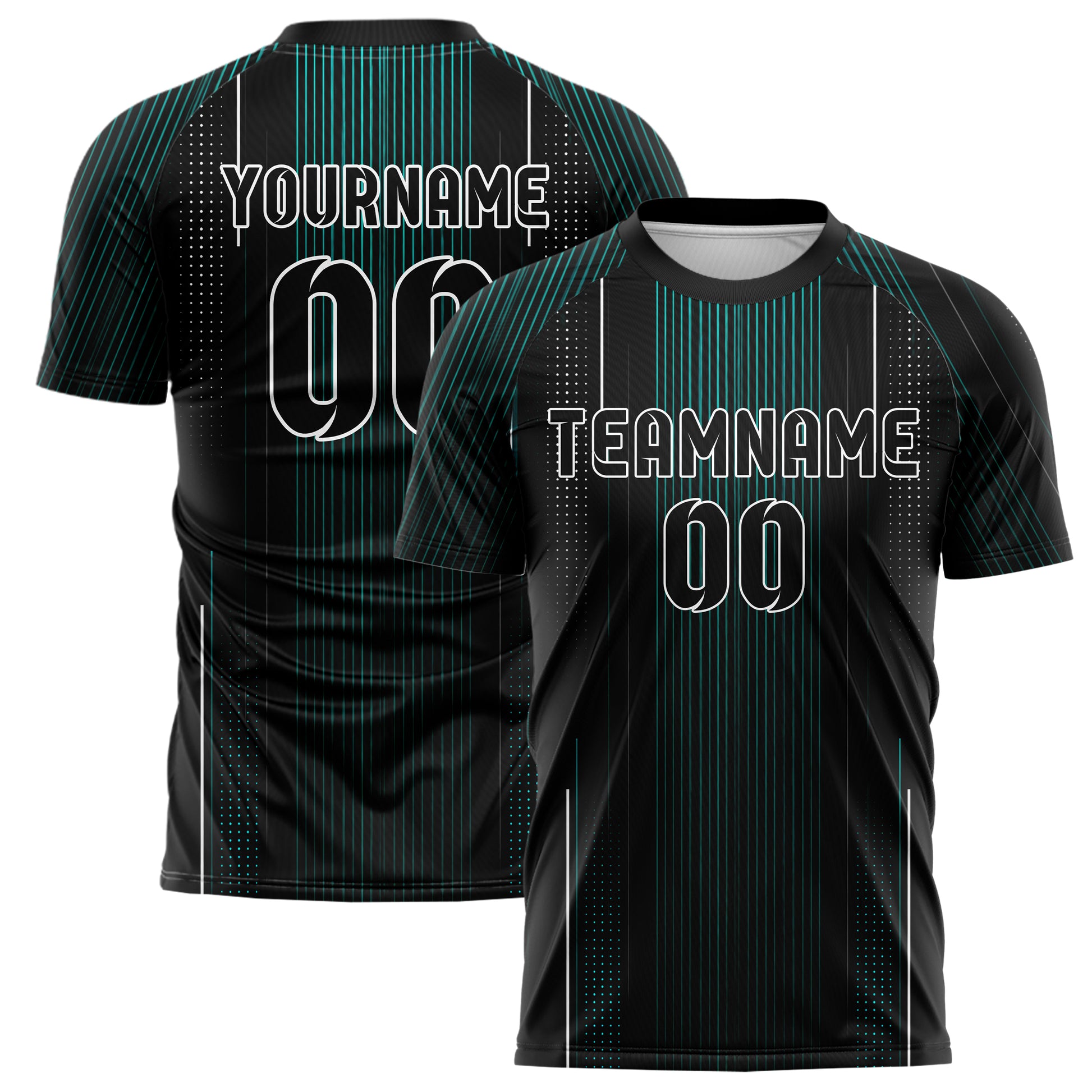 Schwarz lebendiges Nadelstreifen enge Pinstripes Design 11-0059 individuelles Fußballtrikot main