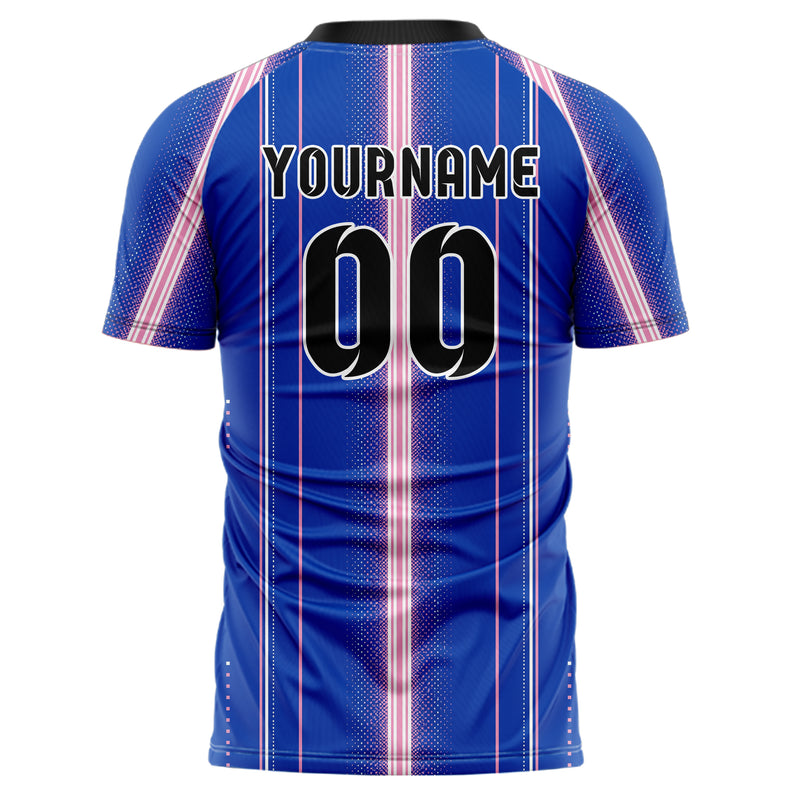 Royalblau klassisches Nadelstreifen sichtbares Center Band Design 11-0003 individuelles Fußballtrikot back