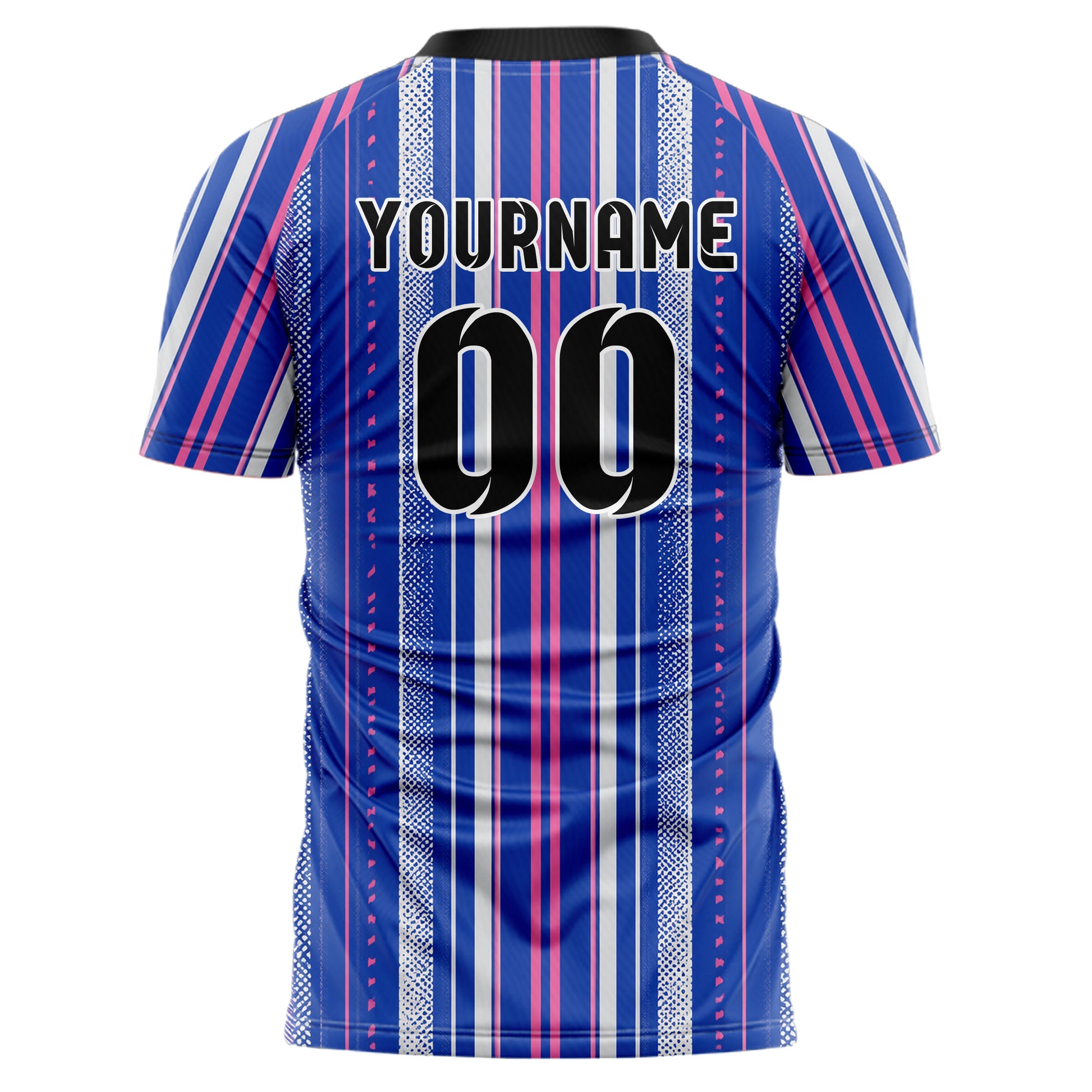 Royalblau klassisches Nadelstreifen sichtbares Center Band Design 11-0015 individuelles Fußballtrikot back