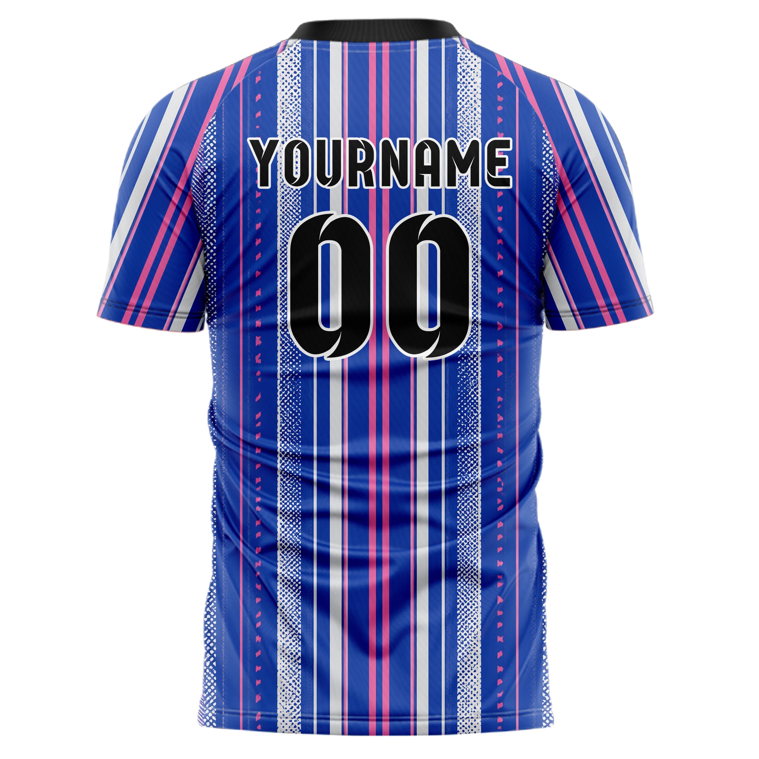 Royalblau klassisches Nadelstreifen sichtbares Center Band Design 11-0015 individuelles Fußballtrikot back
