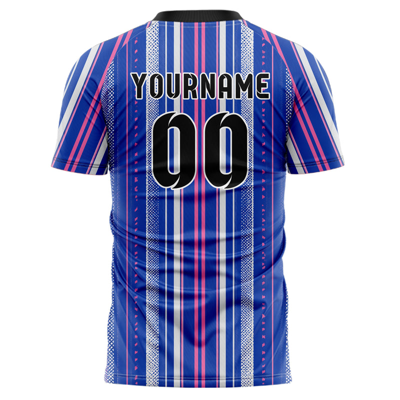 Royalblau klassisches Nadelstreifen sichtbares Center Band Design 11-0015 individuelles Fußballtrikot back