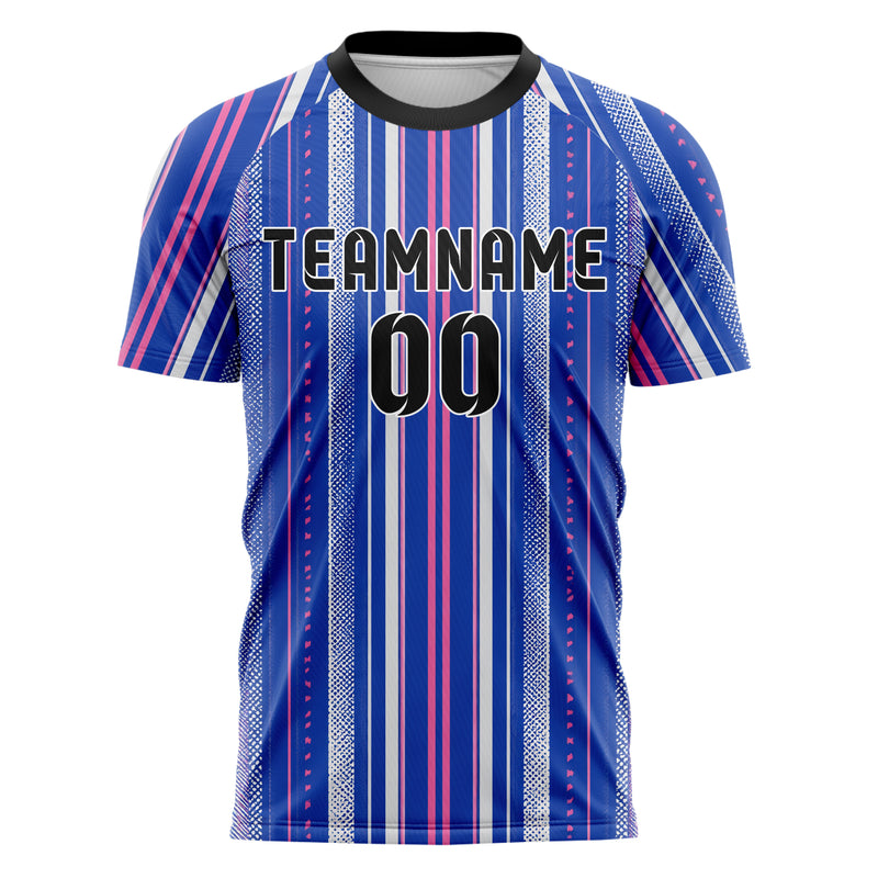 Royalblau klassisches Nadelstreifen sichtbares Center Band Design 11-0015 individuelles Fußballtrikot front