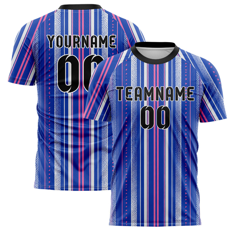 Royalblau klassisches Nadelstreifen sichtbares Center Band Design 11-0015 individuelles Fußballtrikot main