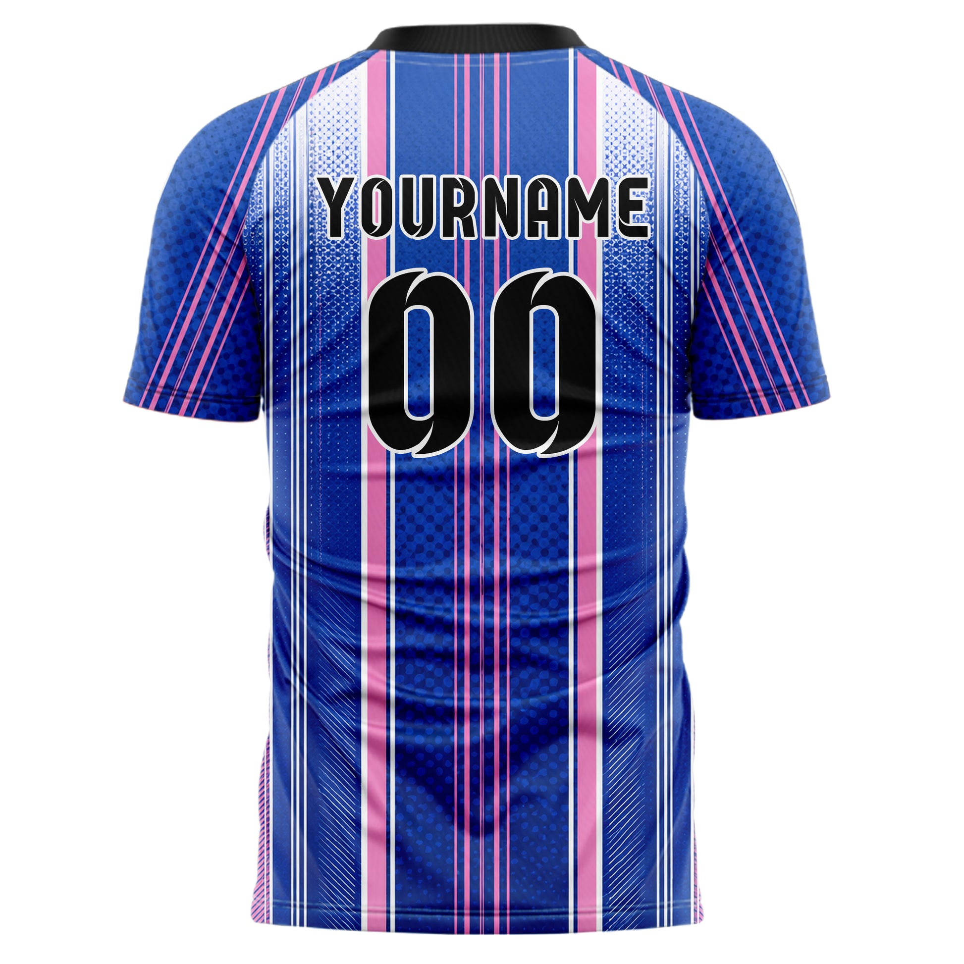 Royalblau klassisches Nadelstreifen sichtbares Center Band Design 11-0027 individuelles Fußballtrikot back