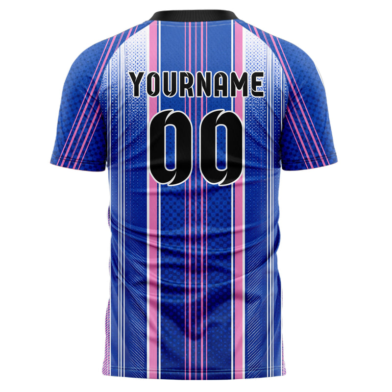 Royalblau klassisches Nadelstreifen sichtbares Center Band Design 11-0027 individuelles Fußballtrikot back