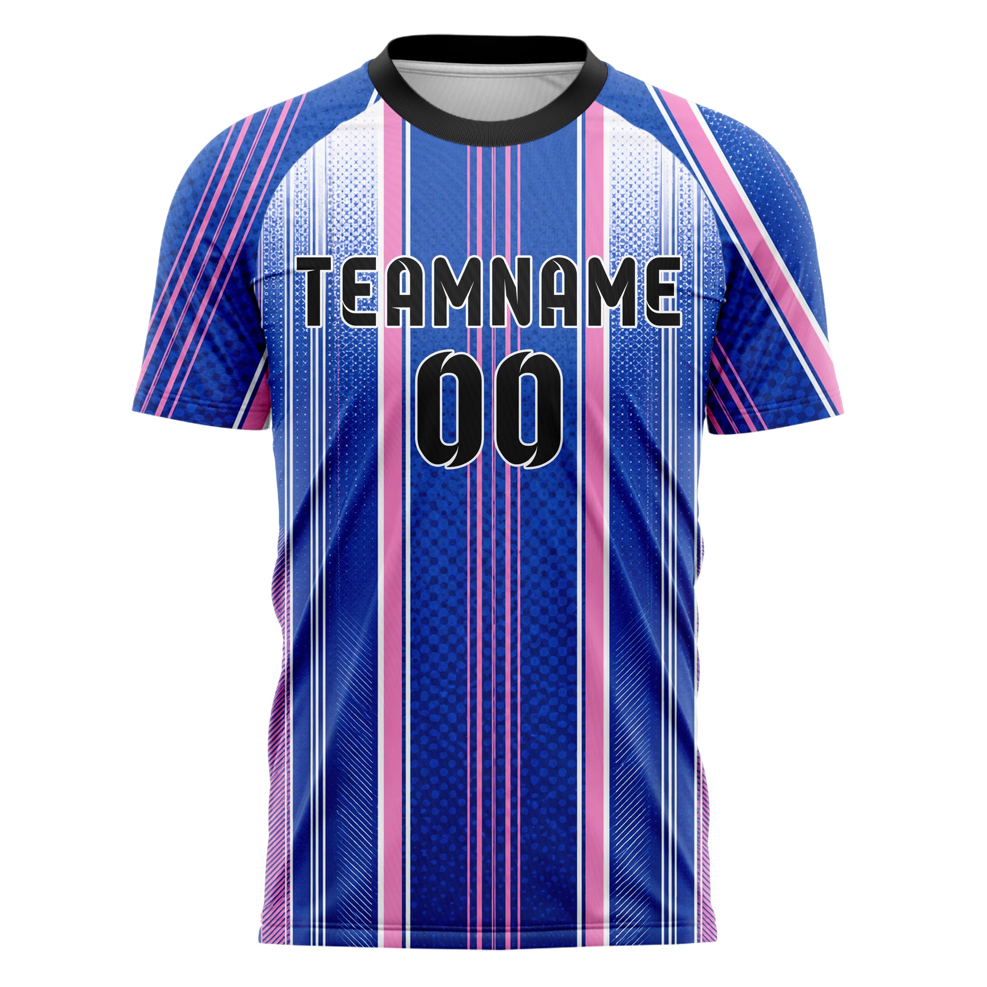 Royalblau klassisches Nadelstreifen sichtbares Center Band Design 11-0027 individuelles Fußballtrikot front