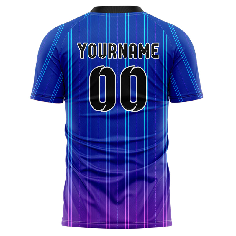 Royalblau lebendiges Nadelstreifen Bottom to Top Verlauf Design 11-0008 individuelles Fußballtrikot back