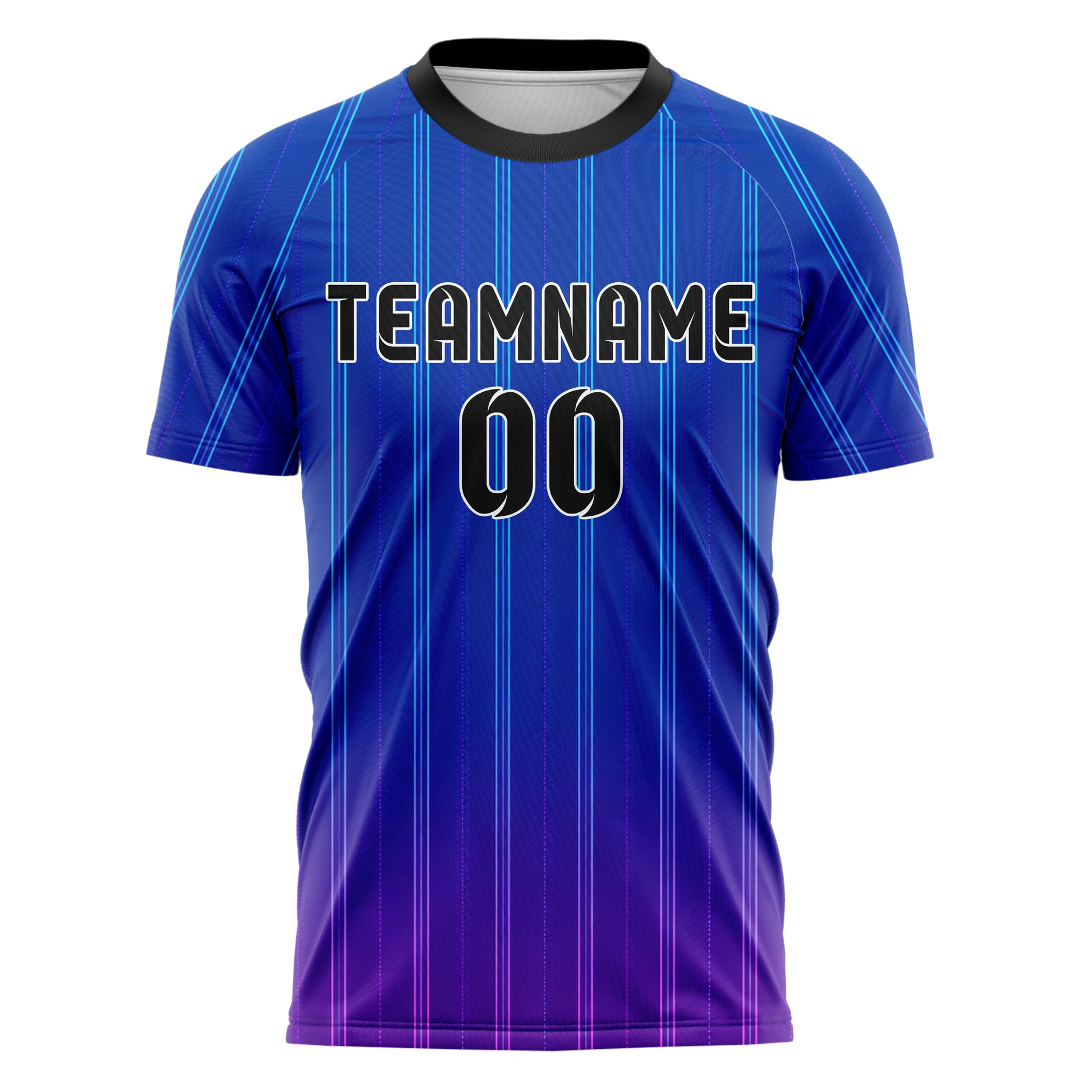 Royalblau lebendiges Nadelstreifen Bottom to Top Verlauf Design 11-0008 individuelles Fußballtrikot front