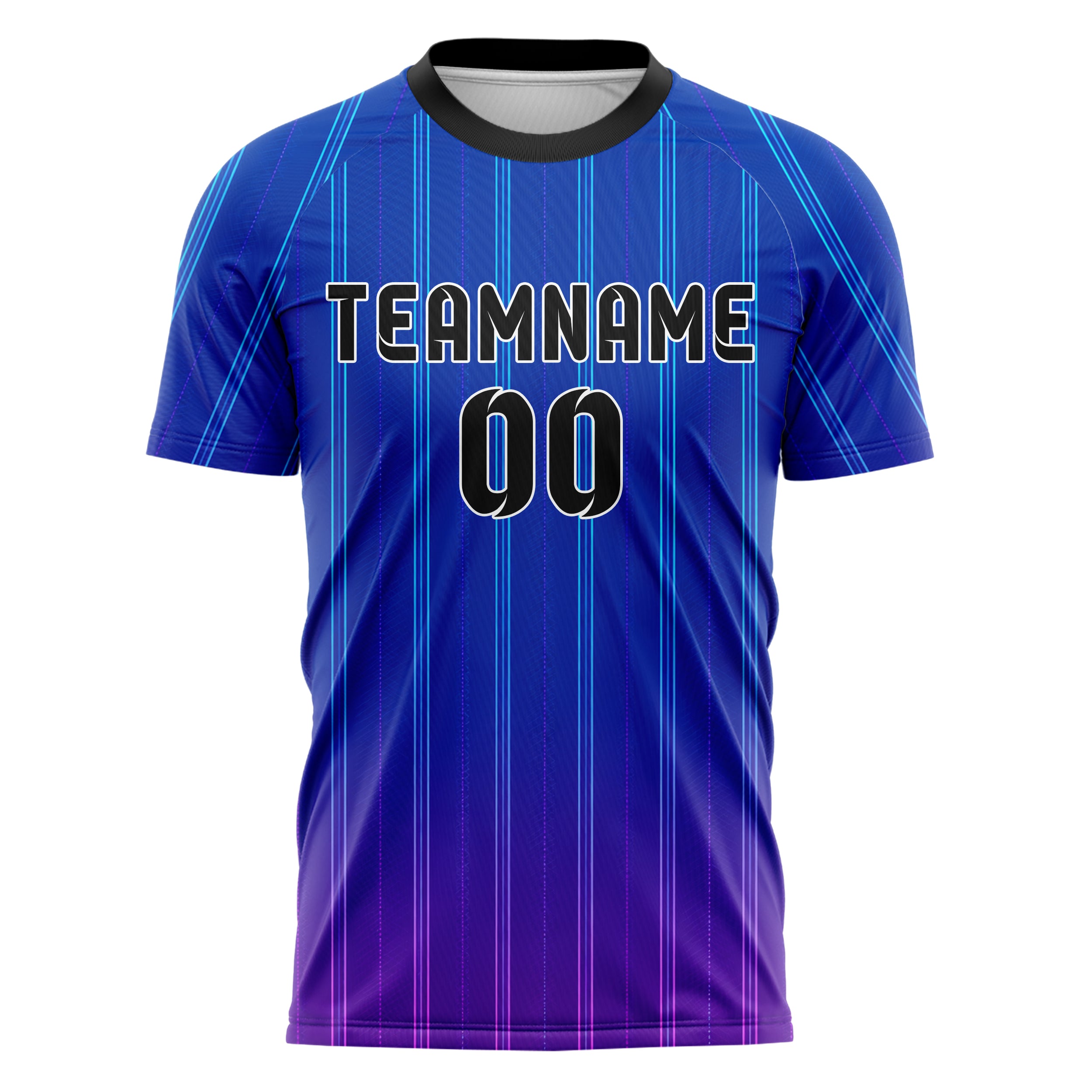 Royalblau lebendiges Nadelstreifen Bottom to Top Verlauf Design 11-0008 individuelles Fußballtrikot front