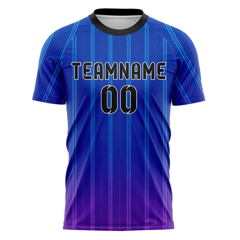 Royalblau lebendiges Nadelstreifen Bottom to Top Verlauf Design 11-0008 individuelles Fußballtrikot front