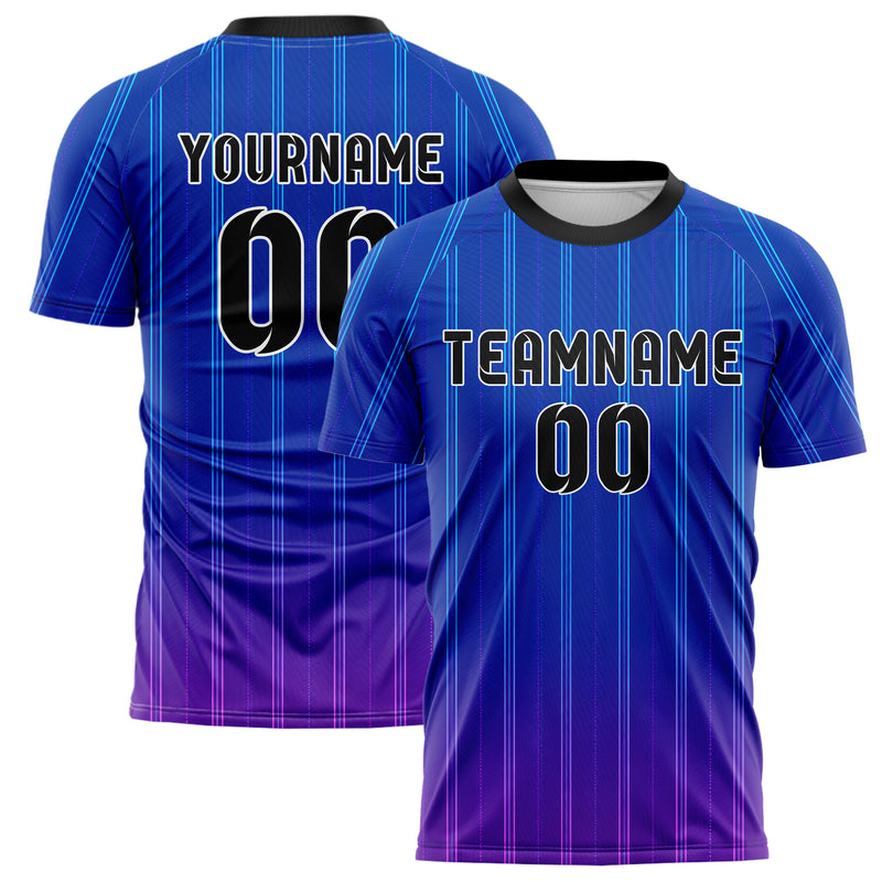 Royalblau lebendiges Nadelstreifen Bottom to Top Verlauf Design 11-0008 individuelles Fußballtrikot main
