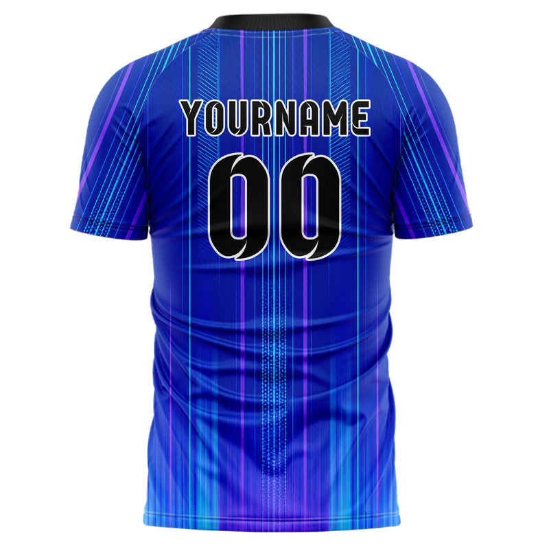 Royalblau lebendiges Nadelstreifen Bottom to Top Verlauf Design 11-0020 individuelles Fußballtrikot back