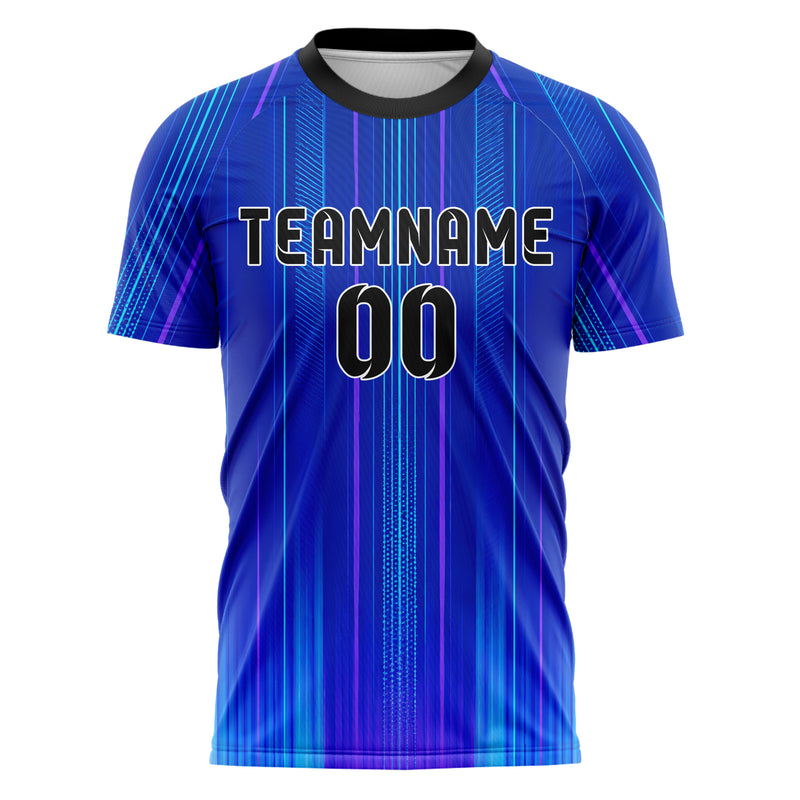 Royalblau lebendiges Nadelstreifen Bottom to Top Verlauf Design 11-0020 individuelles Fußballtrikot front