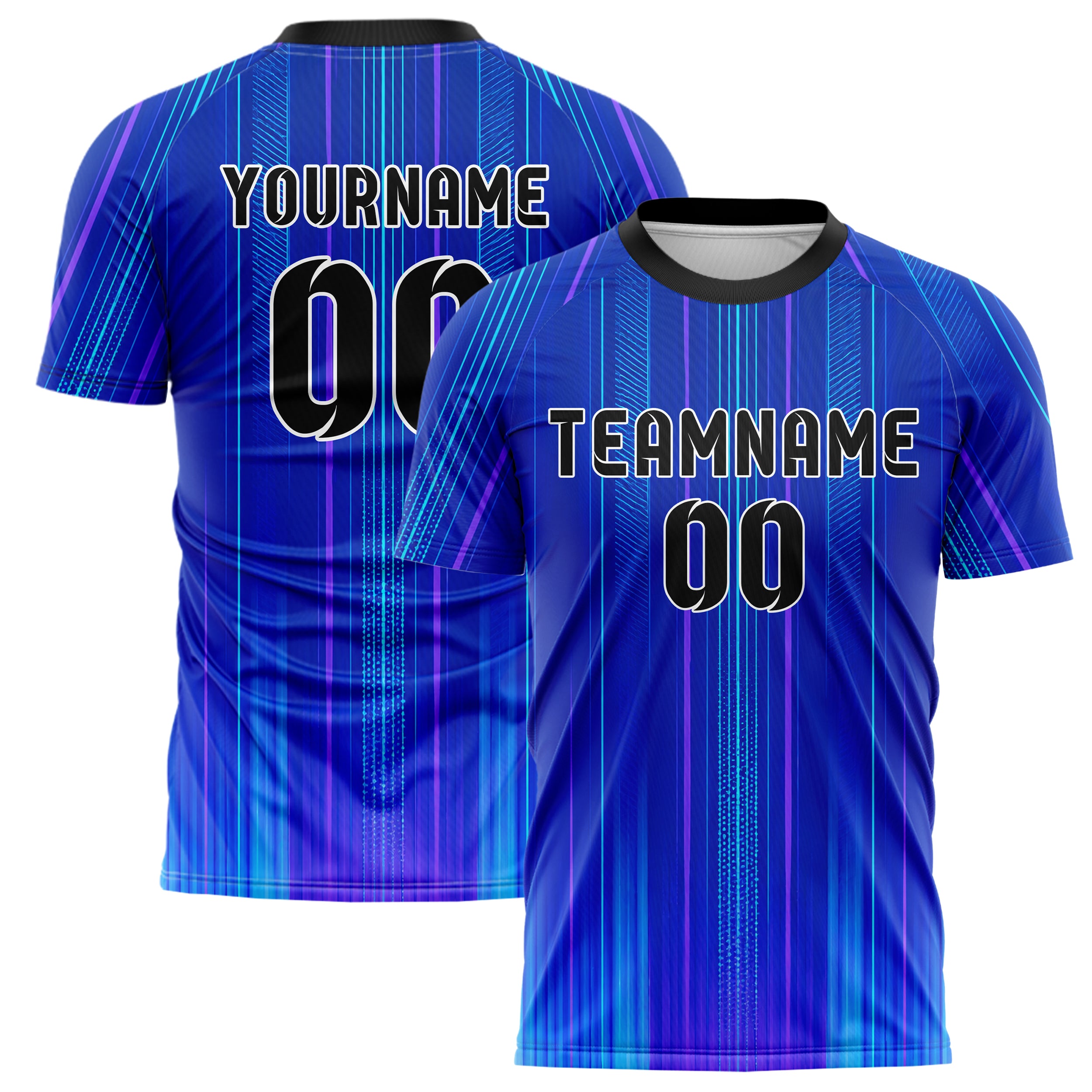 Royalblau lebendiges Nadelstreifen Bottom to Top Verlauf Design 11-0020 individuelles Fußballtrikot main
