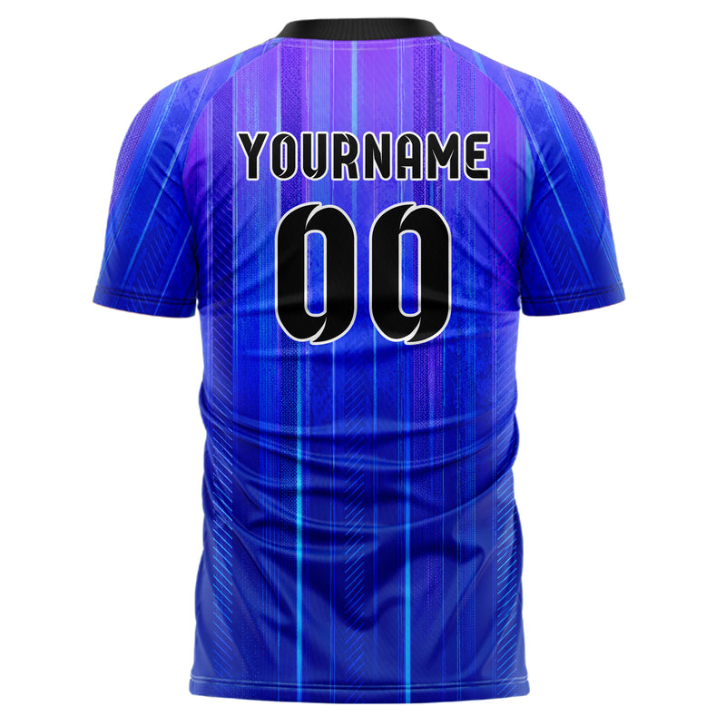Royalblau lebendiges Nadelstreifen Bottom to Top Verlauf Design 11-0026 individuelles Fußballtrikot back