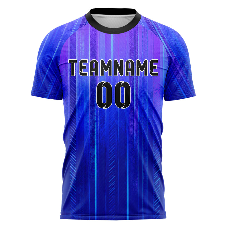 Royalblau lebendiges Nadelstreifen Bottom to Top Verlauf Design 11-0026 individuelles Fußballtrikot front