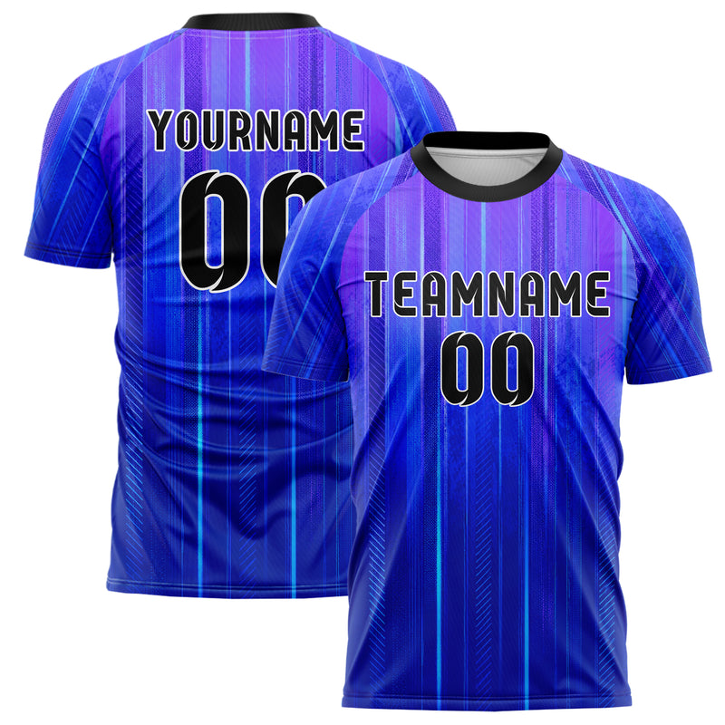 Royalblau lebendiges Nadelstreifen Bottom to Top Verlauf Design 11-0026 individuelles Fußballtrikot main